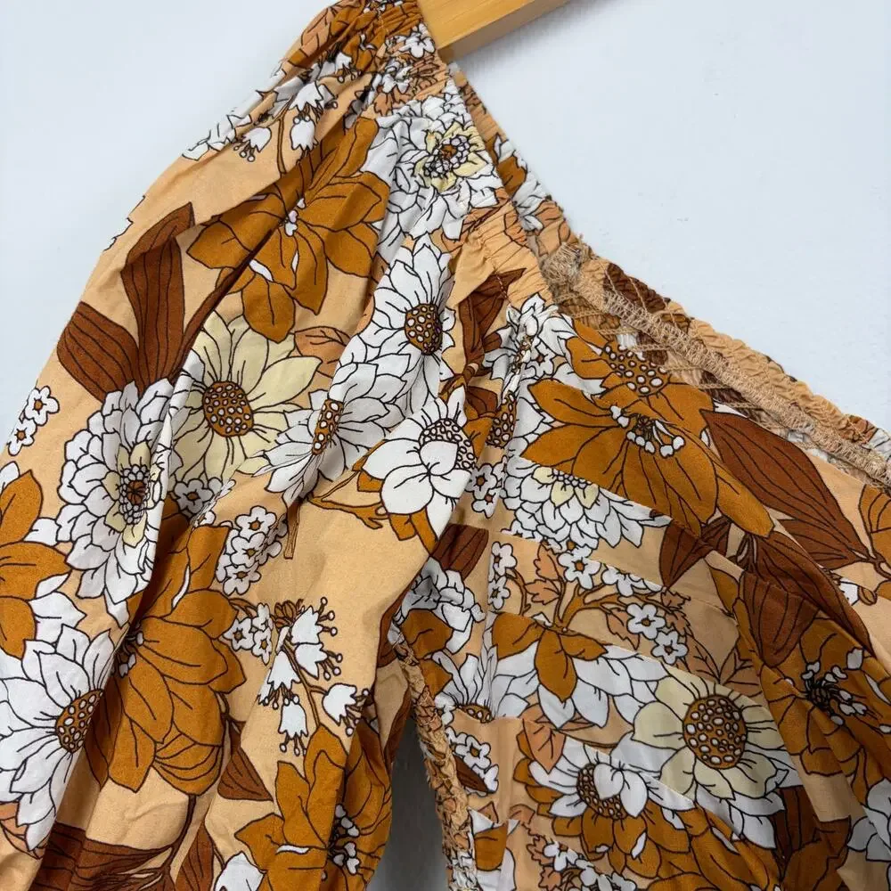 J. Crew Puff Sleeve Organic Cotton Crop Top in Zinnia Floral XS
